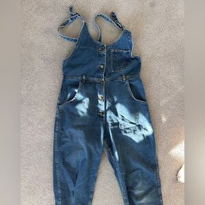 Vintage 90’s Women’s Lee Jeans Blue Button Front Overall Tapered Leg Size M